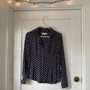 The LOFT navy polka dot long sleeve blouse